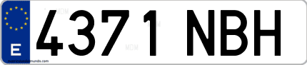 Ejemplo de matrícula de coche ordinaria 4371 NBH