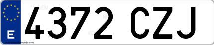 Ejemplo de matrícula de coche ordinaria 4372 CZJ