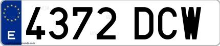 Ejemplo de matrícula española 4372 DCW