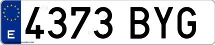 Ejemplo de matrícula española 4373 BYG