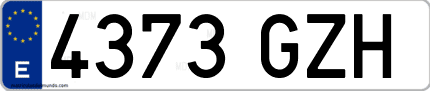 Ejemplo de matrícula de coche ordinaria 4373 GZH