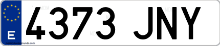 Ejemplo de matrícula de coche ordinaria 4373 JNY