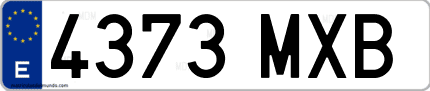 Ejemplo de matrícula de coche ordinaria 4373 MXB