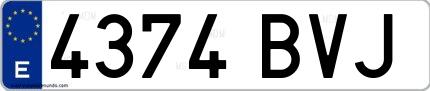 Ejemplo de matrícula española 4374 BVJ