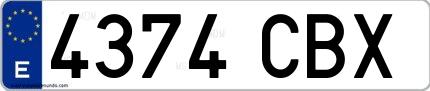 Ejemplo de matrícula española 4374 CBX