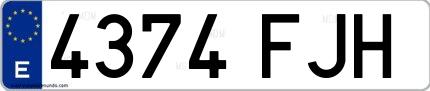 Ejemplo de matrícula española 4374 FJH