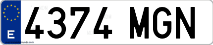Ejemplo de matrícula de coche ordinaria 4374 MGN