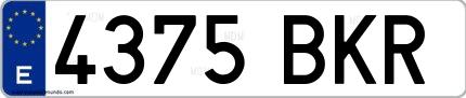 Ejemplo de matrícula española 4375 BKR