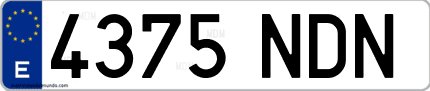 Ejemplo de matrícula de coche ordinaria 4375 NDN
