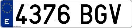 Ejemplo de matrícula española 4376 BGV