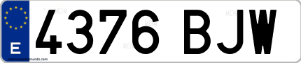 Ejemplo de matrícula de coche ordinaria 4376 BJW
