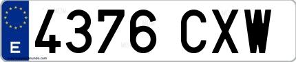 Ejemplo de matrícula española 4376 CXW