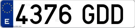 Ejemplo de matrícula de coche ordinaria 4376 GDD