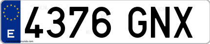 Ejemplo de matrícula de coche ordinaria 4376 GNX