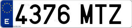 Ejemplo de matrícula de coche ordinaria 4376 MTZ