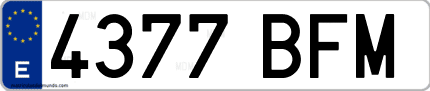 Ejemplo de matrícula de coche ordinaria 4377 BFM