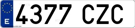 Ejemplo de matrícula española 4377 CZC