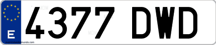 Ejemplo de matrícula de coche ordinaria 4377 DWD