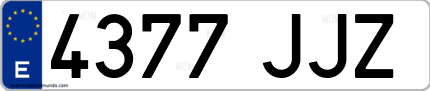Ejemplo de matrícula de coche ordinaria 4377 JJZ
