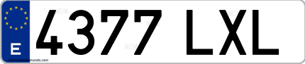 Ejemplo de matrícula de coche ordinaria 4377 LXL