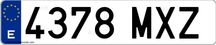 Ejemplo de matrícula de coche ordinaria 4378 MXZ
