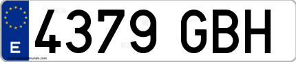 Ejemplo de matrícula de coche ordinaria 4379 GBH