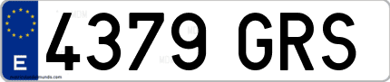 Ejemplo de matrícula de coche ordinaria 4379 GRS
