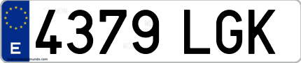 Ejemplo de matrícula de coche ordinaria 4379 LGK