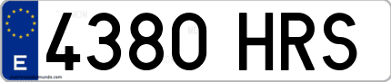 Ejemplo de matrícula de coche ordinaria 4380 HRS