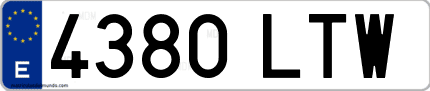 Ejemplo de matrícula de coche ordinaria 4380 LTW