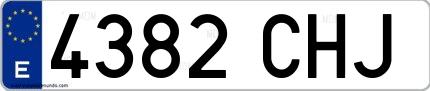 Ejemplo de matrícula española 4382 CHJ