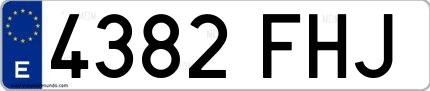 Ejemplo de matrícula española 4382 FHJ