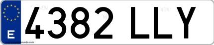 Ejemplo de matrícula española 4382 LLY