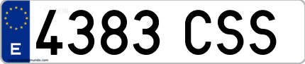 Ejemplo de matrícula de coche ordinaria 4383 CSS