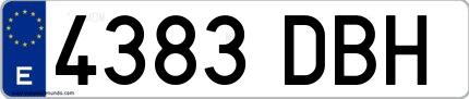 Ejemplo de matrícula española 4383 DBH