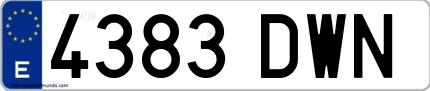 Ejemplo de matrícula española 4383 DWN