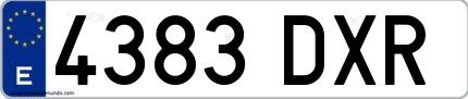Ejemplo de matrícula española 4383 DXR