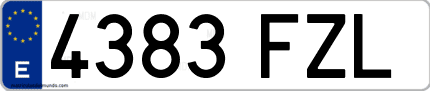 Ejemplo de matrícula de coche ordinaria 4383 FZL