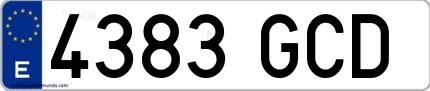 Ejemplo de matrícula española 4383 GCD