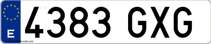 Ejemplo de matrícula de coche ordinaria 4383 GXG