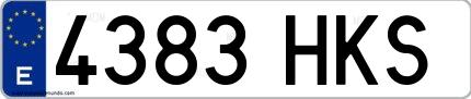 Ejemplo de matrícula española 4383 HKS