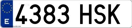 Ejemplo de matrícula española 4383 HSK