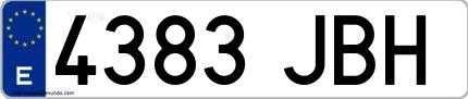 Ejemplo de matrícula española 4383 JBH