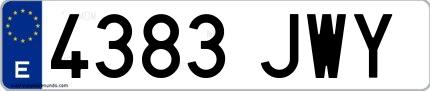 Ejemplo de matrícula española 4383 JWY