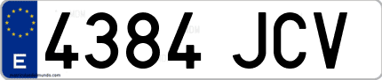 Ejemplo de matrícula de coche ordinaria 4384 JCV