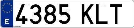 Ejemplo de matrícula española 4385 KLT