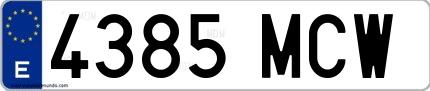 Ejemplo de matrícula española 4385 MCW