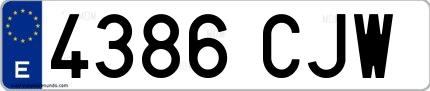 Ejemplo de matrícula española 4386 CJW