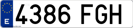 Ejemplo de matrícula de coche ordinaria 4386 FGH