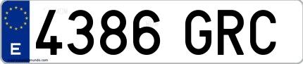 Ejemplo de matrícula española 4386 GRC